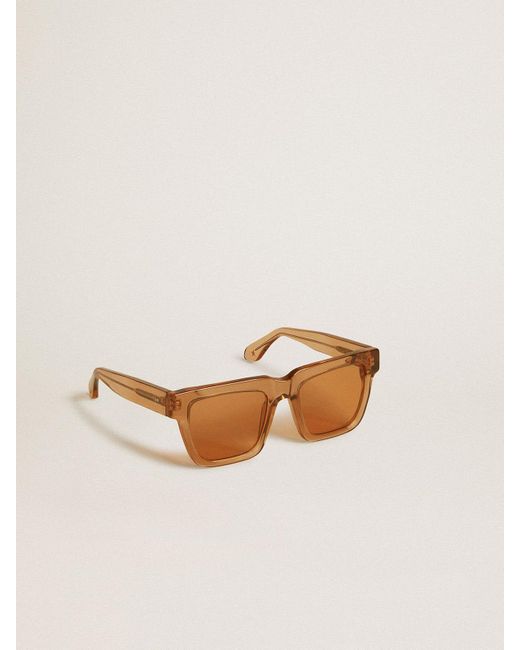 Golden Goose Deluxe Brand Natural Jamie Style Square Sunglasses With Honey-Colored Frame And Lenses
