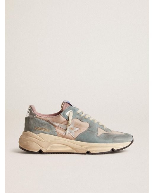 Running Sole En Nylon Rose Et Daim Bleu Avec Étoile En Cuir Argenté, Femme, Taille Golden Goose Deluxe Brand en coloris Natural