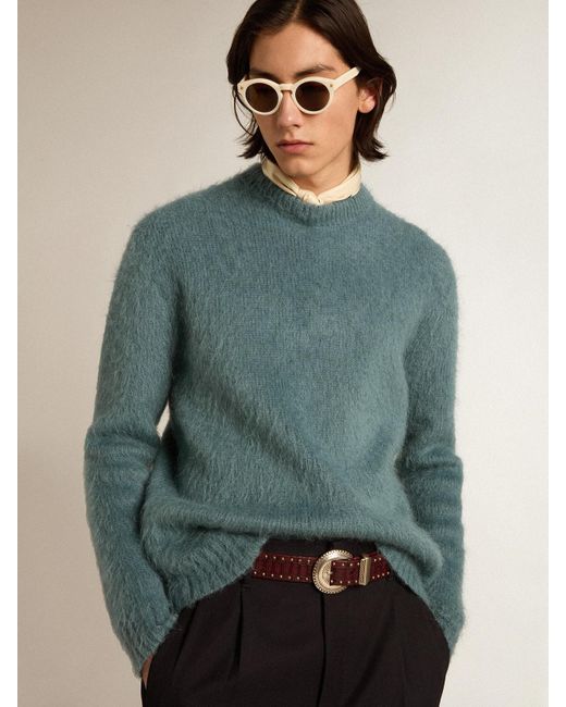 Golden Goose Deluxe Brand Blue Powder- Mohair Sweater for men