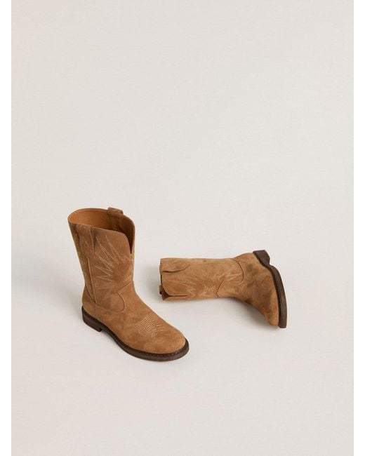 Bottes Wish Teen En Daim Camel Avec Broderie Étoile, Taille Golden Goose Deluxe Brand en coloris Brown