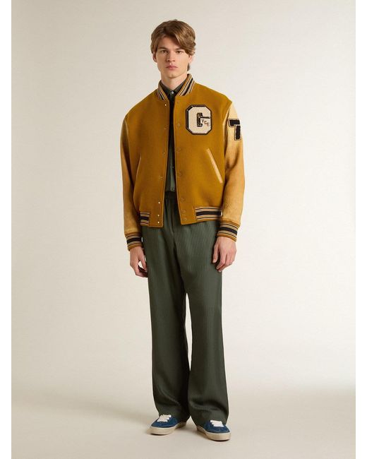 Camicia Da Uomo Verde Scuro A Righe Verticali, Uomo, Taglia di Golden Goose Deluxe Brand in Green da Uomo