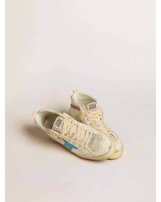Mid Star Pour Femme En Cuir Avec Étoile Bleu Ciel Et Virgule En Daim Fuchsia Avec Cabochons Platine, Femme, Taille Golden Goose Deluxe Brand en coloris Natural