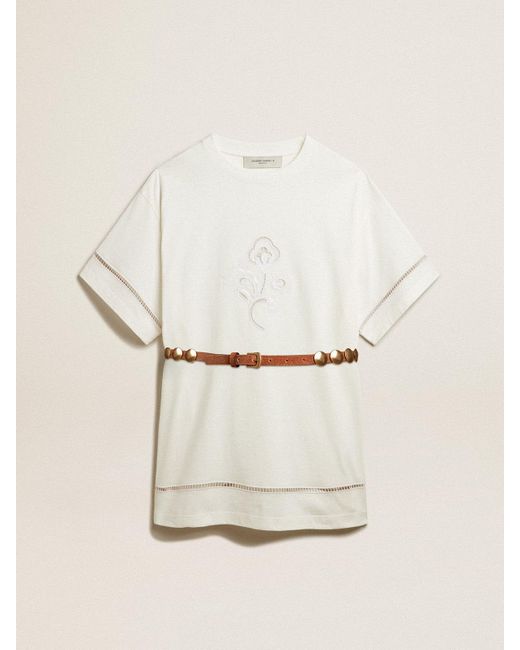 Golden Goose Deluxe Brand Natural Cotton T-Shirt Dress With Belt