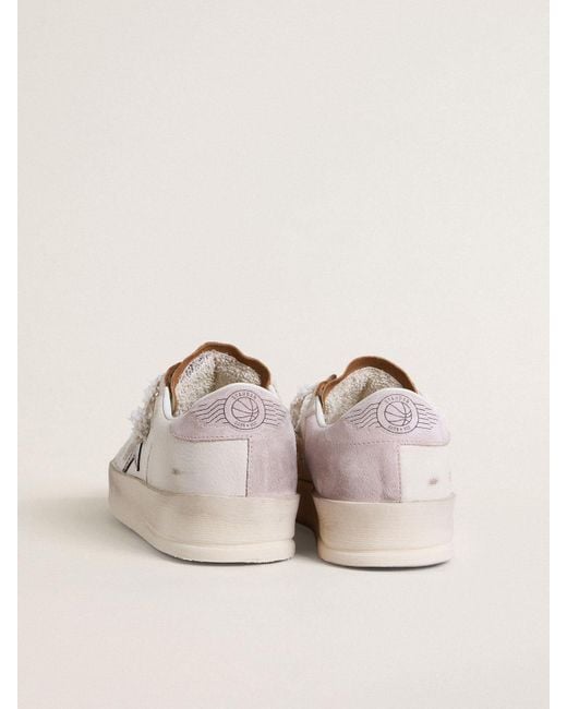 Stardan En Cuir Nappa Avec Étoile En Cuir Lamé Argenté Et Contrefort En Daim Rose, Femme, Taille Golden Goose Deluxe Brand en coloris Natural