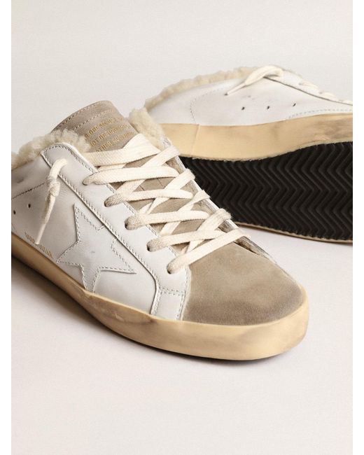 Golden Goose Deluxe Brand Natural Super-Star Sabots With Leather Star And Shearling Lining