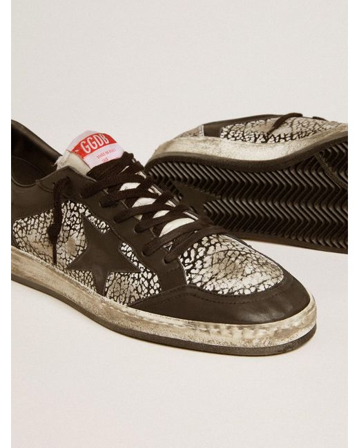 Ball Star Pour Homme En Cuir À Imprimé Éléphant Avec Étoile En Cuir Noir, Homme, Taille Golden Goose Deluxe Brand pour homme en coloris Brown