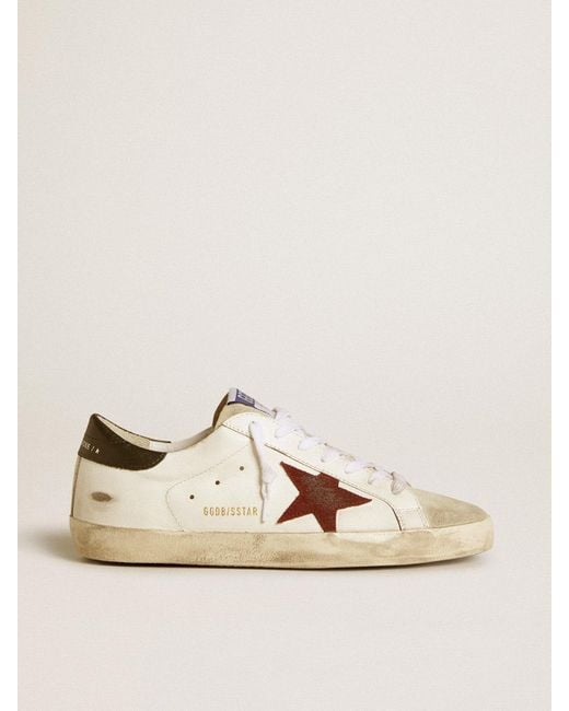 Golden Goose Deluxe Brand Natural Super-Star With Earth- Suede Star And Dark Leather Heel Tab for men