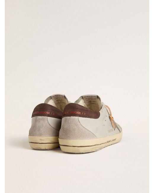 Super-Star Pour Homme Avec Étoile En Cuir Croco Tabac Et Contrefort En Cuir Noir, Homme, Taille Golden Goose Deluxe Brand pour homme en coloris Natural