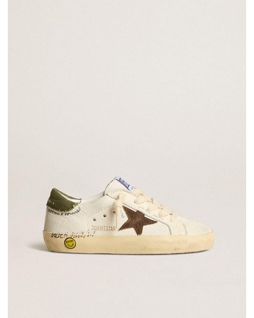 Super-Star Young En Cuir Nappa Avec Étoile En Daim Et Contrefort Vert, Homme, Taille Golden Goose Deluxe Brand pour homme en coloris Natural