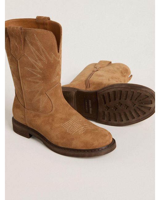 Bottes Wish Young En Daim Camel Avec Broderie Étoile, Femme, Taille Golden Goose Deluxe Brand en coloris Brown