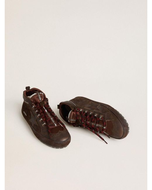 Mid Star Ski Pour Homme En Cuir Velours Marron Avec Étoile En Cuir Et Contrefort En Cuir Velours, Homme, Taille Golden Goose Deluxe Brand pour homme en coloris Brown