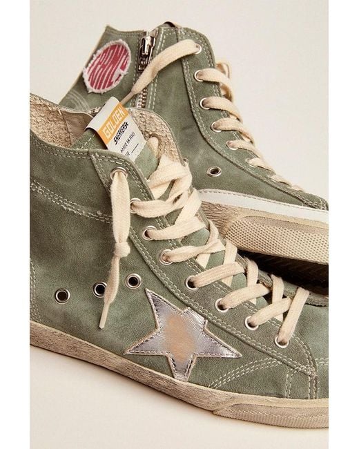 Francy En Daim Vert Avec Étoile En Cuir Lamé Argenté, Femme, Taille Golden Goose Deluxe Brand en coloris Natural