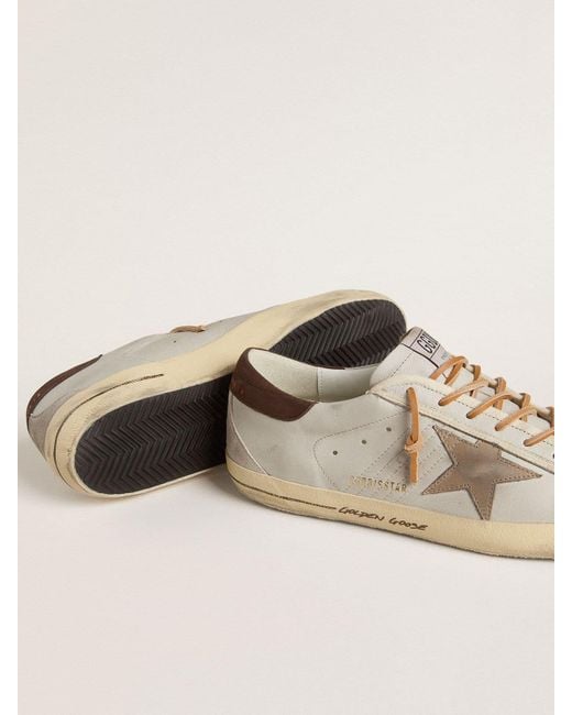 Super-Star Pour Homme Avec Étoile En Cuir Croco Tabac Et Contrefort En Cuir Noir, Homme, Taille Golden Goose Deluxe Brand pour homme en coloris Natural