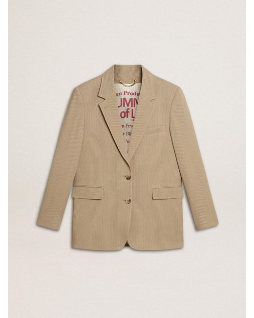 Golden Goose Deluxe Brand Natural Pinstripe Single-Breasted Jacket With An Oversized Fit