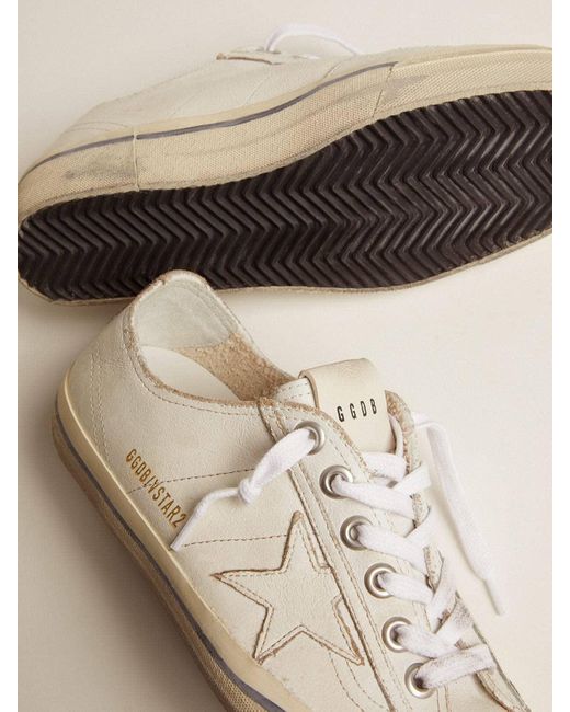 V-Star Pour Homme En Cuir Blanc Avec Étoile Blanche Et Rayure Bleu Ciel Sur La Bande De Renfort, Homme, Taille Golden Goose Deluxe Brand pour homme en coloris Natural