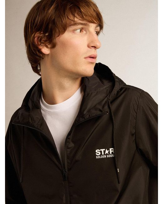 Giacca A Vento Da Uomo Con Logo E Stella Bianchi A Contrasto, Uomo, Taglia di Golden Goose Deluxe Brand in Black da Uomo