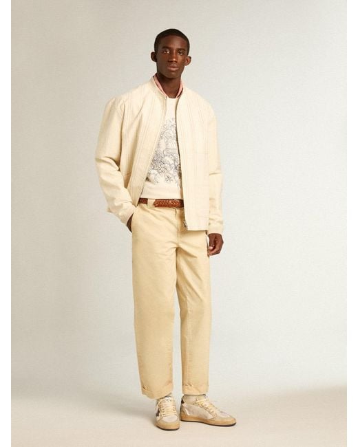 Pantalon Chino En Coton Écru, , Taille Golden Goose Deluxe Brand en coloris Natural
