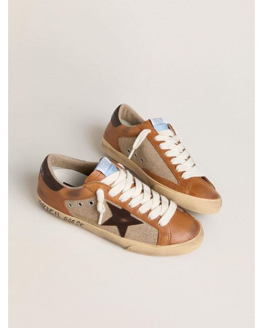 Super-Star Ltd Pour Homme En Laine Avec Étoile En Cuir Marron Et Empiècements Camel, Homme, Taille Golden Goose Deluxe Brand pour homme en coloris Natural