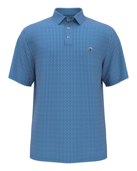 Original Penguin Synthetic Allover Pete Print Golf Polo in Blue for Men