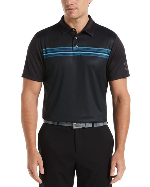 PGA TOUR Chest Stripe Golf Polo in Black for Men | Lyst