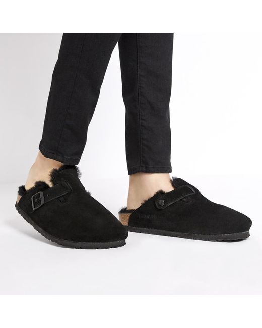 birkenstock boston shearling black