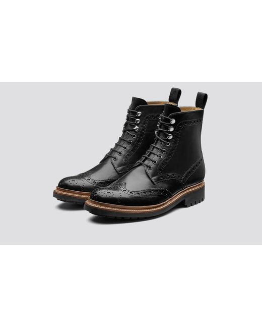 grenson fred commando black