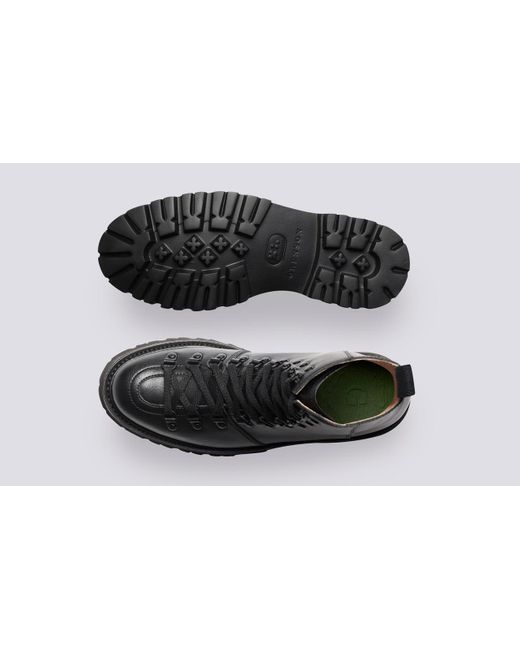 Grenson Leather Nanette Vegan Hiker Boots in Black | Lyst UK