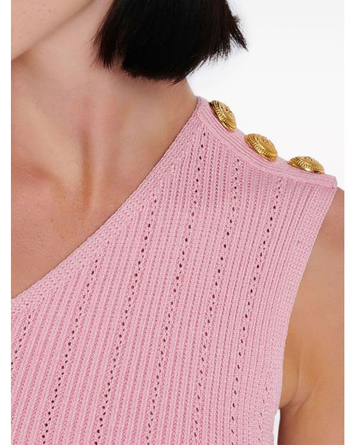 Balmain Pink Asymmetric Knit Top