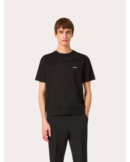 Valentino Garavani Black T-shirt In Cotone Con Stampa for men