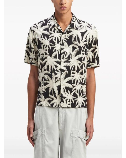 Palm Angels White Palms Shirt With Short Sleeves for men