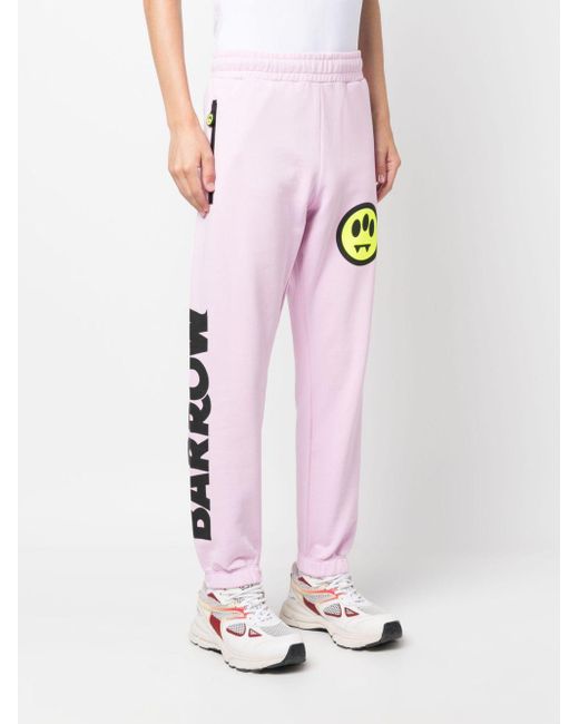 Barrow Pink Logo-print Cotton Track Pants for men