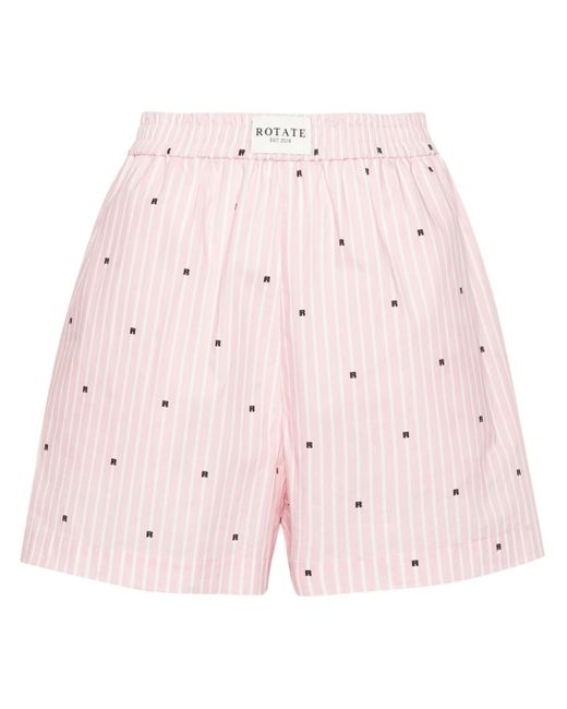 ROTATE BIRGER CHRISTENSEN Pink Logo-print Striped Shorts