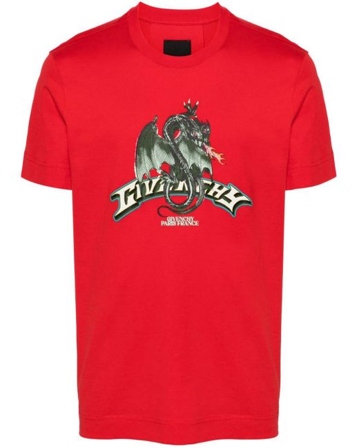 Givenchy Red T-shirt Con Stampa Dragon for men