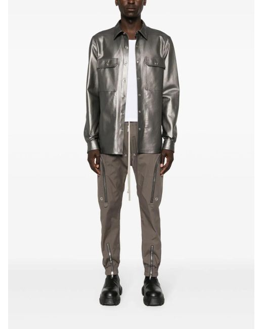 Rick Owens Gray Organic-Cotton Tapered Trousers for men