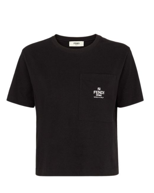 T-shirt con taschino Roma di Fendi in Black