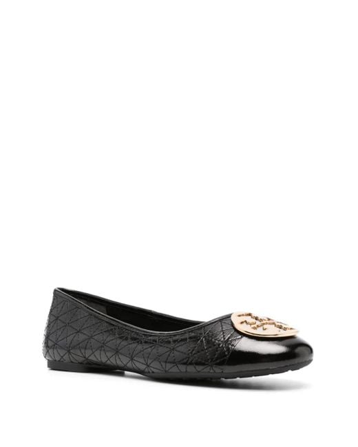 Tory Burch Black Claire Quilted Leather Ballerinas