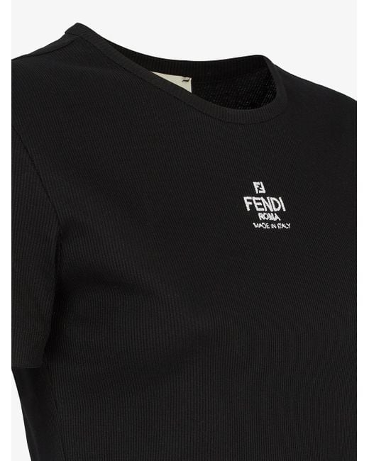 Fendi Black Logo Cotton T-shirt