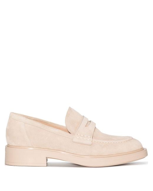 Gianvito Rossi Pink Round-toe Suede Loafers