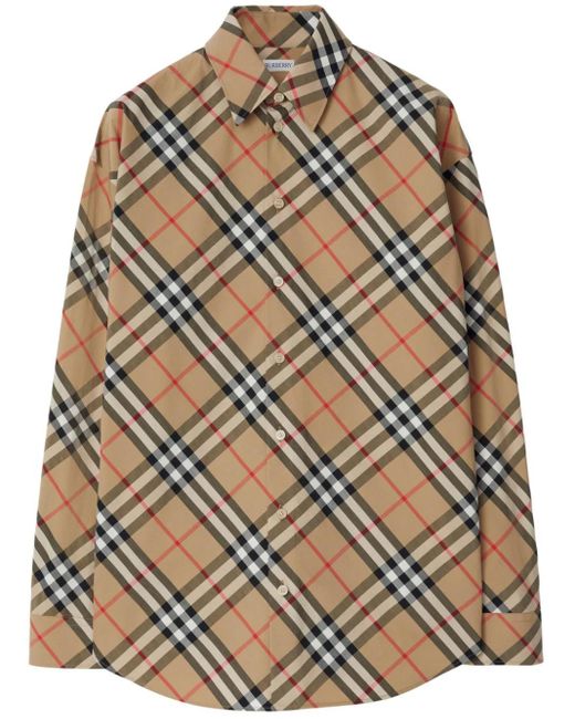 Burberry Brown Camicia In Cotone Check