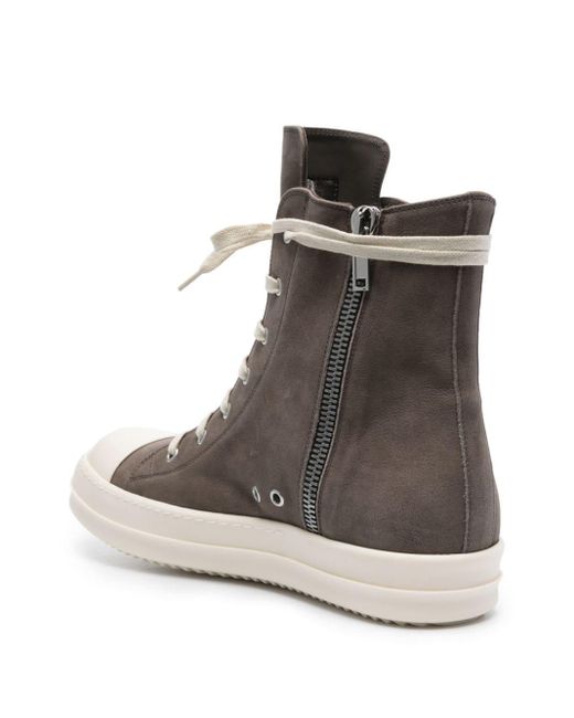 Rick Owens Brown High-top Suede Sneakers for men