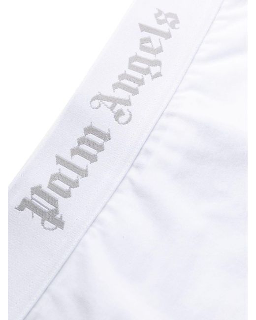 Palm Angels White Logo-waistband Cotton Briefs