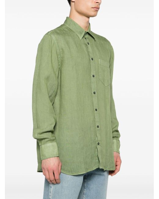 120% Lino Green Camicia Relaxed-fit for men