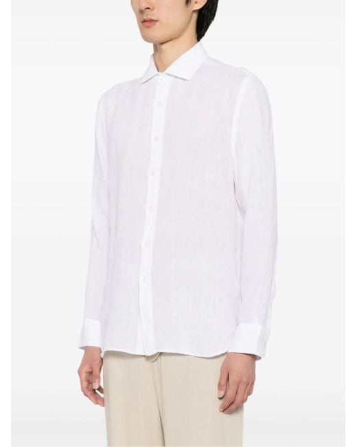 120% Lino White Camicia Slim-fit for men