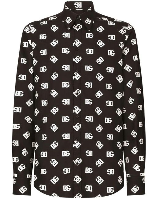 Dolce & Gabbana Black Shirt With Dg Print for men