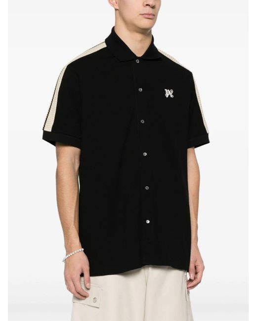 Camicia con logo di Palm Angels in Black da Uomo