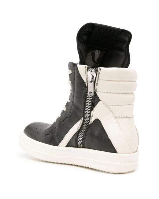 Rick Owens Black Geobasket Lace-up Leather High-top Trainers