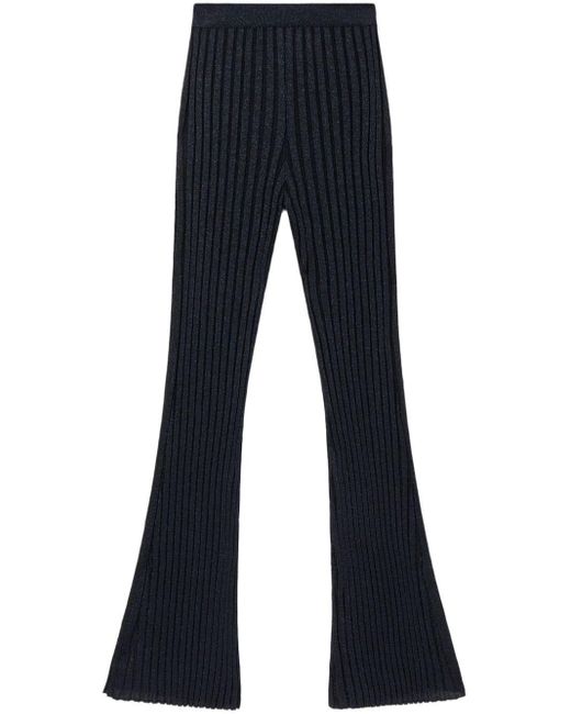 Stella McCartney Blue Lurex Ribbed-knit Straight-leg Trousers