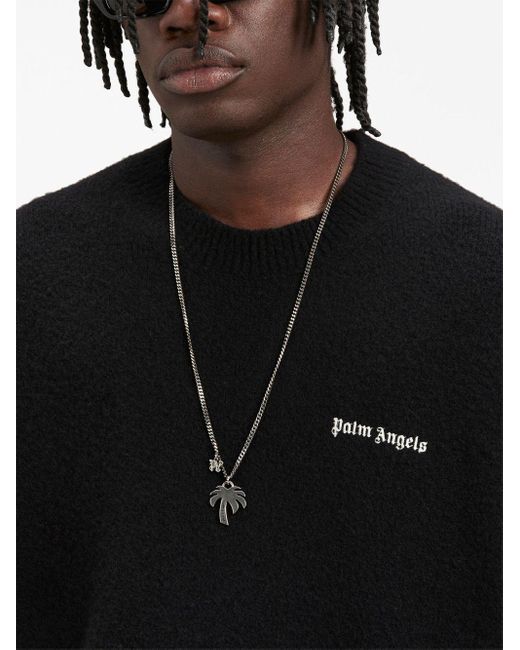 Palm Angels Black Basic Logo Sweater for men