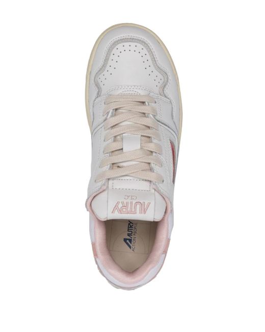 Autry Clc Sneakers In White And Pink Leather