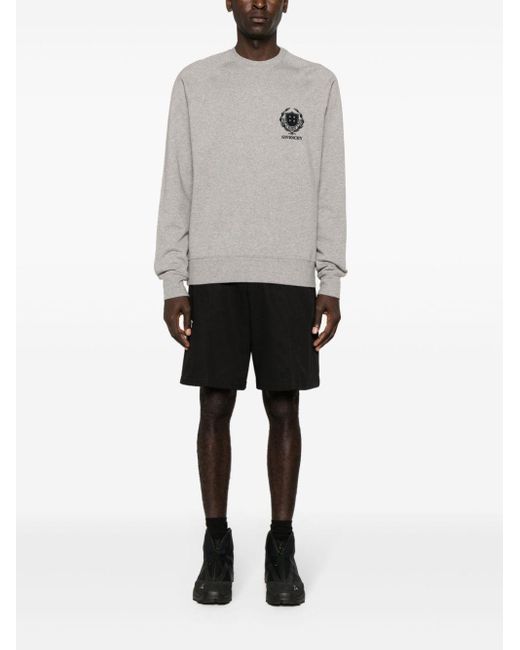 Givenchy Gray Logo-embroidered Cotton Sweatshirt for men